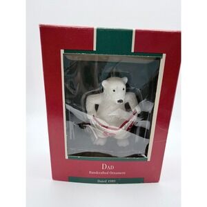 Hallmark Keepsake Ornament Dad Handcrafted Dated 1989 Polar Bear Gift Box